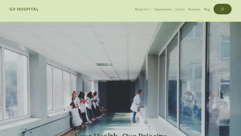 Hospital Website Home Page Screenshot